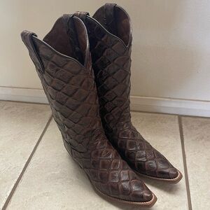 Nocona Brown Heeled Quilted Boots